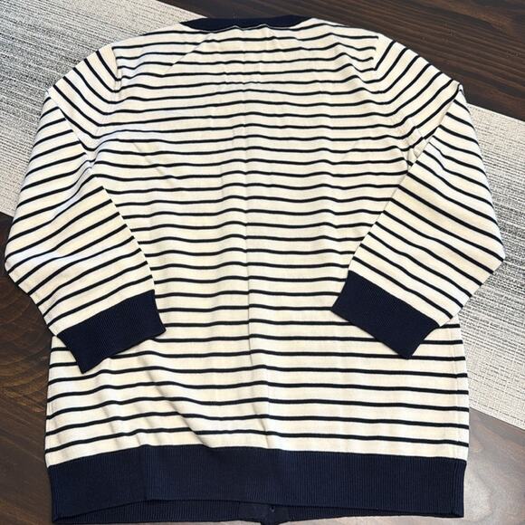 Talbots Striped Cotton Cardigan NWOT Size Large - Picture 4 of 6